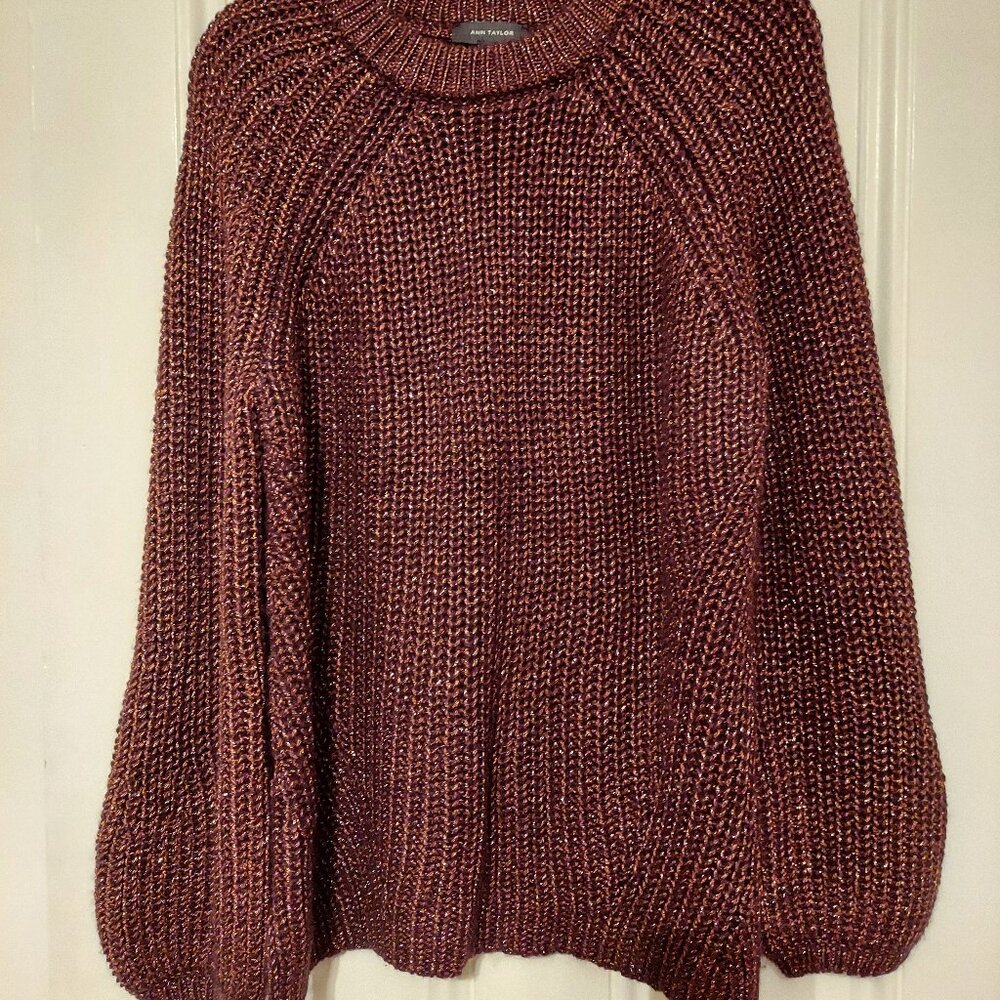 NWOT Ann Taylor Crew Neck Long Sleeve Bronze Metallic Sweater size M